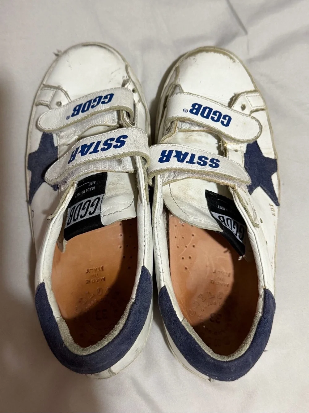 Golden Goose Kids White & Navy SSTAR Velcro Sneakers